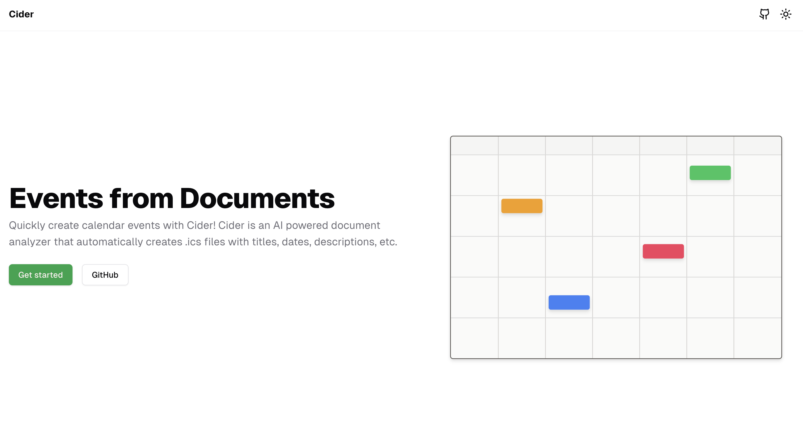 Cider landing page